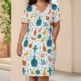 thumbnail image 3 of Fruit Hookah Seamless Pattern Design Summer Sundress for Curve Women Casual Pattern Plus Size V Neck Short Sleeve Loose Fit Oversize Dresses, 3 of 5