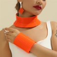 thumbnail image 3 of African National Choker Collars Leather Chunky Punk Necklace Earring Bracelet Set Gothic Statement Necklaces for Women, 3 of 3