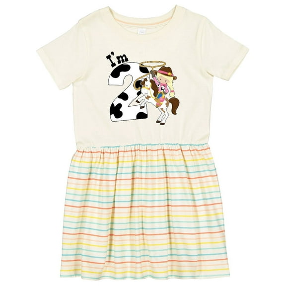 Inktastic I'm Two-cowgirl Riding Horse Birthday Girls Toddler Dress