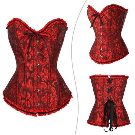 

MRULIC body shaper for women Women s Lace Corset Satin Corset Cutting Pushup Belt Waist Trainer Fat Burner Black + M