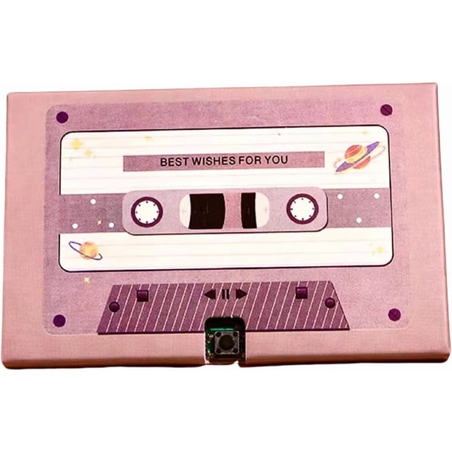 Voice Recording Cassette Tape Gift Card 60 Seconds Customizable Sound Message Recorder for Couples Grey