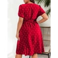 thumbnail image 5 of AURA Women Plus Size Polka Dot Square Neck Midi Dress A Line Elegant Retro L 4XL, 5 of 6