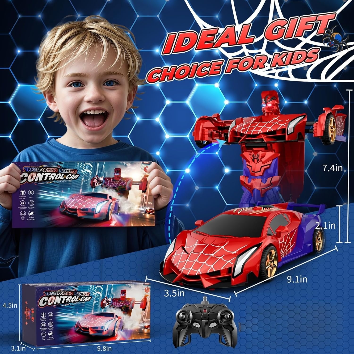 Remote Control Car One Button Deformation, Fast 360 ° Rotation Robot Toys Birthday Gifts 2.4GHz