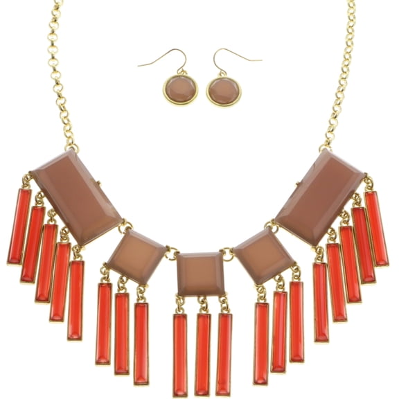 Mi Amore Necklace-Earring-Set Multicolor/Gold-Tone
