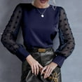 thumbnail image 2 of LYXSSBYX Womens Tops Long Sleeve Fashion Woman O Neck Hollow out Long Sleeve T Shirt Autumn Solid Blouse Tops, 2 of 7