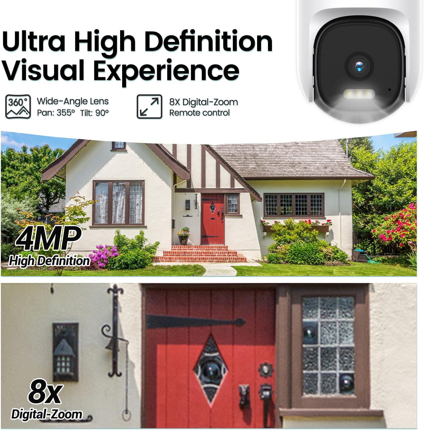 Vimtag Light Bulb Camera, 2.5K/4MP Light Bulb Security Camera Outdoor with Spotlight/Night Vision/PTZ/Speaker/2-Way Talk/Phone App/IP/Human/Sound/Motion Detection for Home Security
