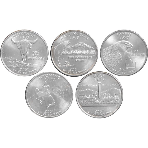 2007 P State Quarter 5 Coin Set BU Uncirculated Mint State 25c Collectible