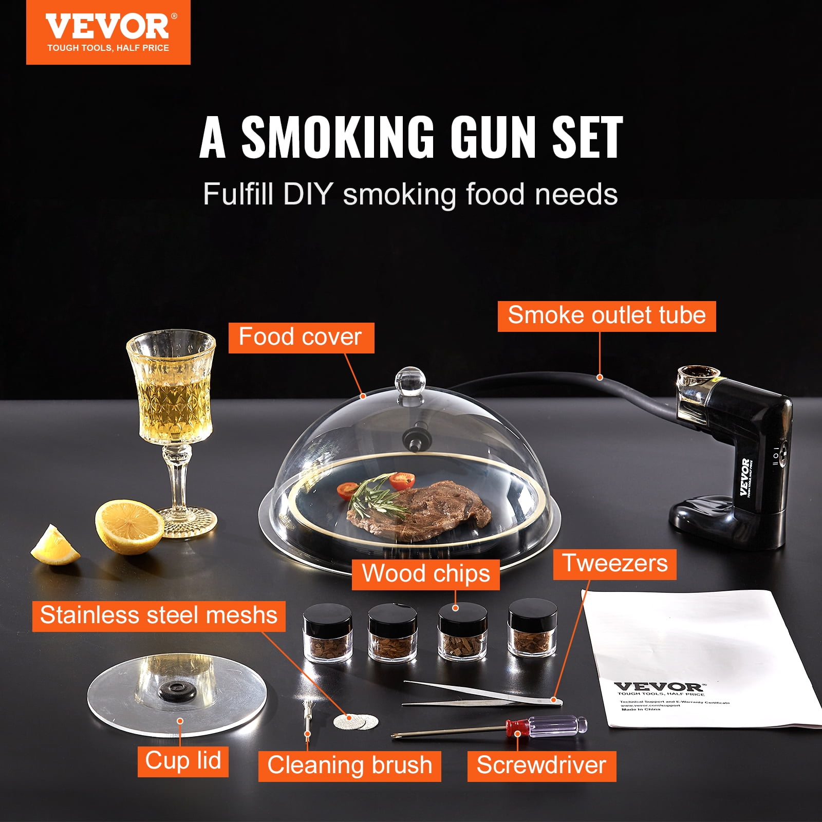 Portable Smoking Gun Cocktail Smoker, Drink Smoker Handheld Smoker Infuser  for Meat Salmon Cocktail Cheese with 8 Flavors Wood Chips Christmas Gift