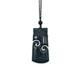 thumbnail image 2 of 81stgeneration Women's Men's Hand Carved Black Nephrite Jade Maori Toki Double Koru Pendant Necklace, 2 of 5