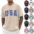 thumbnail image 4 of Yufatyle Round Neck T-Shrit for Men Casual Short Sleeve Workout Tshirts Loose Fit USA Letter Print Athletic Tees Tops XXXXL, 4 of 4