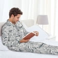 thumbnail image 6 of Picia Vintage Sailboats Pattern Men’s Long-Sleeve Sleepwear Set - Soft 2-Piece Loungewear with Pockets, Comfy PJs for Relaxing Nights-Small, 6 of 7