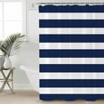 thumbnail image 4 of Shower Curtain Modern Classic Stripes Waterproof Shower Curtain Set with Hooks for Bathroom Showers,Stalls and Bathtubs,54x78InNautical Navy Blue and White, 4 of 9