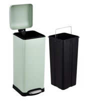 STRELECT 8 Gallon/30 Liter Bathroom Step Trash Can, Stainless Steel Foot Pedal Garbage Can with Soft-Close Lid for Kitchen, Office, with Removable Inner Bucket, Green