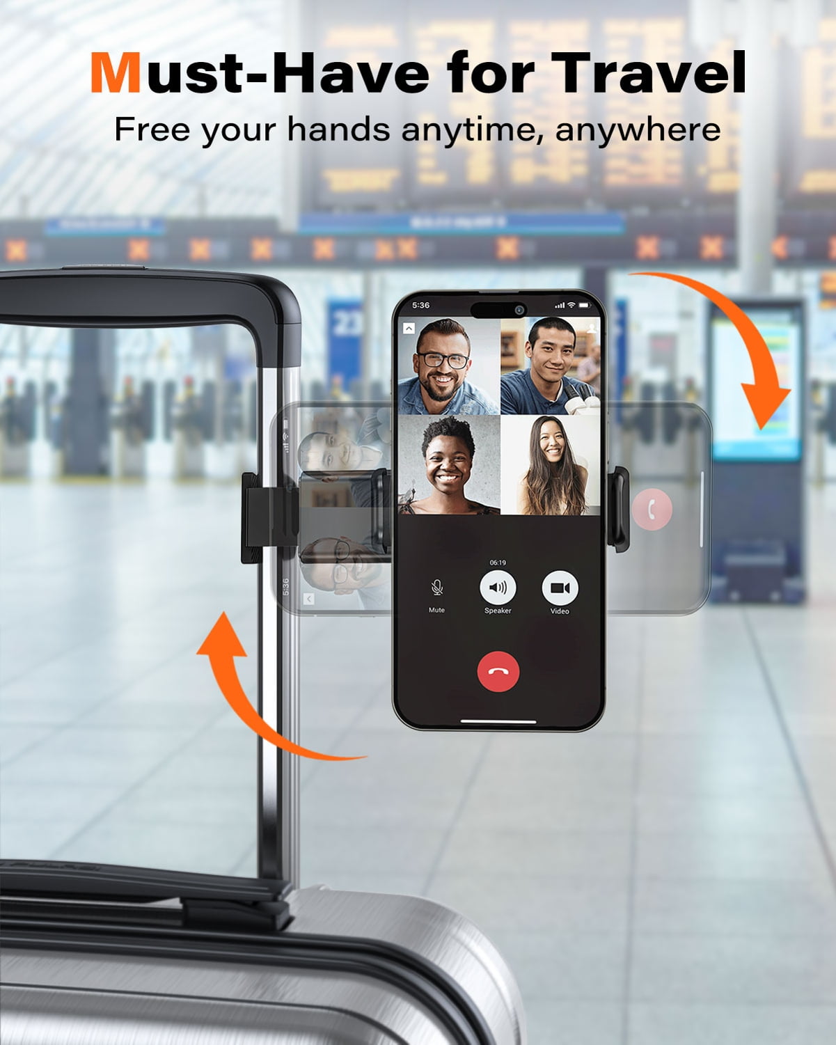 Travel Holder for Boost Mobile Celero 5G Plus (2024) - Phone Mount Desktop Stand Airplane 360 Degree Rotation Cradle Hands Free