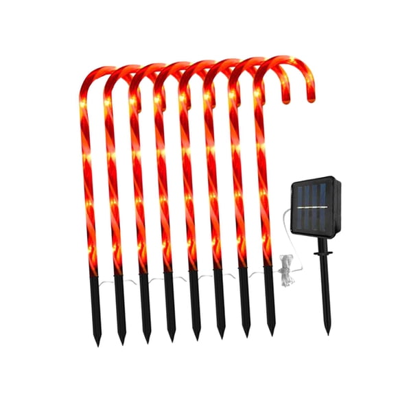 jinwen 2018electronicshop Candy Cane Lights Solar Decor LED Portable Lamp For Christmas 8 Lights Solar Energy