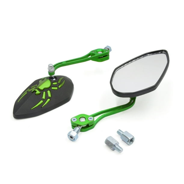 Espejos Retrovisores Unique Bargains para Scooter moto 8mm 10mm Rosca Patrón Araña Verde negro