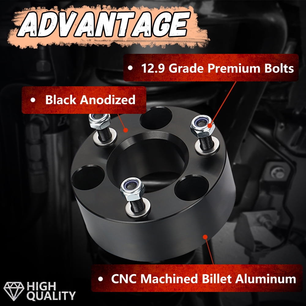 3" Ram 1500 Leveling Lift Kit, 3in Front Suspension Lift Kit Forged Strut Spacers for 2006-2024 Dodge Ram 1500 4WD, Dakota 2WD/4WD 2005-2007&2009-2011, CNC Machine Black Anodized