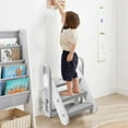 thumbnail image 3 of Towallmark Foldable Step Stool, Adjustable 3 Steps Stool with Handles, Step Stool for Bathroom Sink, Kitchen Counter, Toilet Potty Training, Anti-skip Stepping Standing Tower, 3 of 8