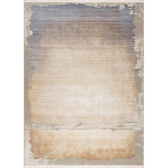Rug Branch Amalfi 2' x 4' (Exact Size: 2'3" x 4') Abstract Indoor Doormat Rug, Beige Blue, Sunrise - Entryway, Hallway, Bathroom, and Kitchen