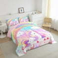thumbnail image 3 of jejeloiu Colorful Lovely Unicorn Bedding Comforter Set,Fairy Tale Theme Twin Comforter Sets,Cute Rainbow Stars Bedding Set For Girl Teens,Luxury Bedroom Decor Reversible,2-Piece, 3 of 8