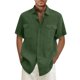 thumbnail image 1 of Designer Spring Summer Men's Casual Cotton Linen Solid Color Short Sleeve Shirts Loose Shirts 4XL, 1 of 4