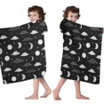 thumbnail image 4 of Black White Cloud Moon Star Pattern Hooded Bath Towel，50"x30" for Ages 3 To 12 Kids, Quick Dry Lightweight Soft Microfiber Hood Beach Towel Cover Up for Kids, 4 of 7