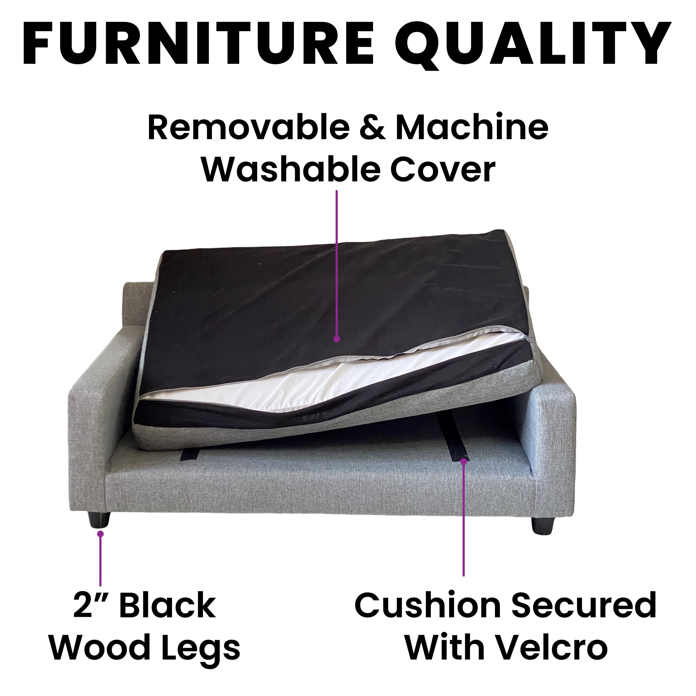 Club Nine Pets Metro Orthopedic Bed for Dogs, Large, Charcoal.
