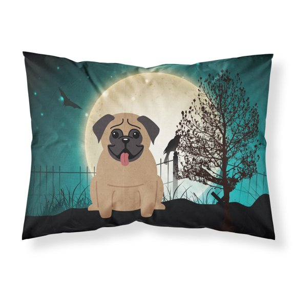 Halloween Scary Pug Brown Fabric Standard Pillowcase