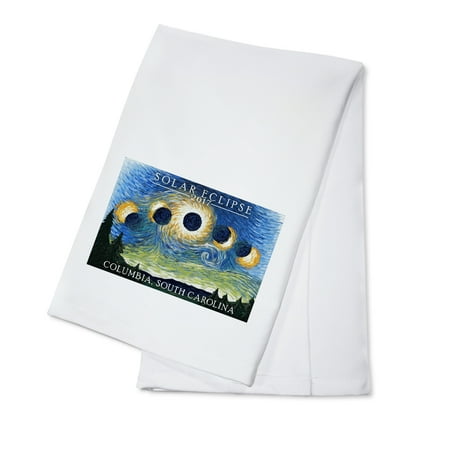 Kitchen Themes 2017 Columbia, South Carolina - Solar Eclipse 2017 - Starry Night - Lantern Press Artwork (100% Cotton Kitchen Towel) ()