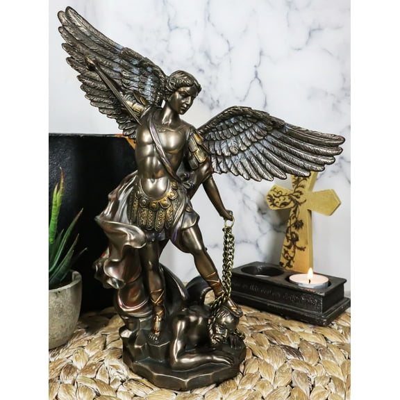Ebros Archangel Saint Michael Trampling Satan Statue 9.25"H Guido Reni Inspired