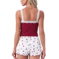 thumbnail image 3 of INSPIRE CHIC Womens Valentines Day Pajama Set Lace Tops Sleeveless Floral Shorts Ribbed Knit Soft Loungewear Sleepwear 2XL Red, 3 of 6