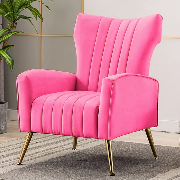 UWRNite Velvet Accent Chairs for Living Room, Modern Upholstered Wingback Vanity Chair Arm