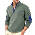 thumbnail image 5 of TOUMENY Men Sweater Zip Mock Neck Long Sleeve Casual Pullover Fall Winter Loose Solid Knit Tops Army Green L, 5 of 5
