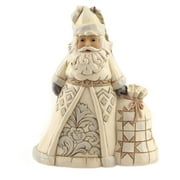 Jim Shore Santa With Toybag Ornamen Polyresin White Woodland 6006586