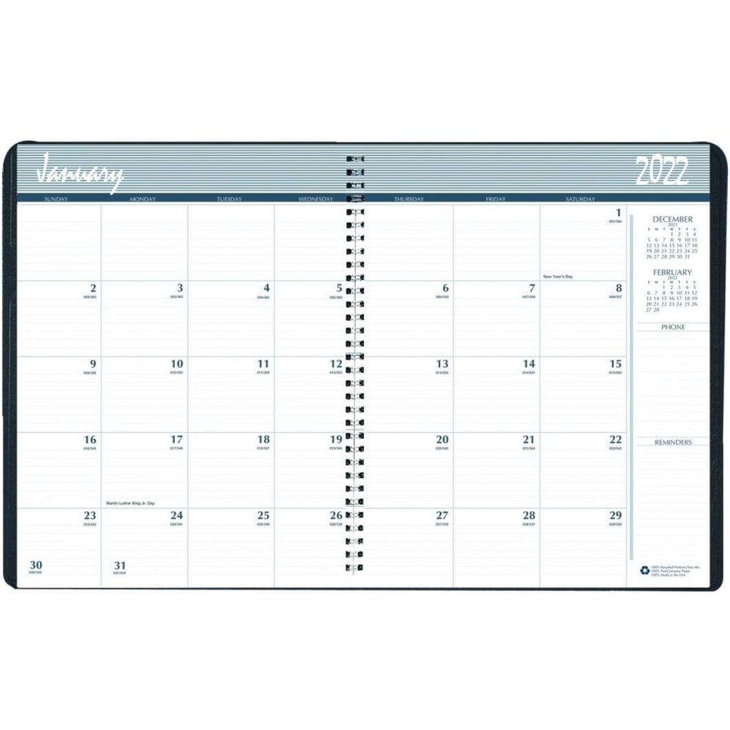 Hoe of Doolittle Monthly Calendar Planner 2 Year Black 8-1/2 x 11 Inches