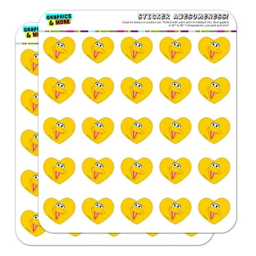Sesame Street Big Bird Face Heart Shaped Planner Calendar Scrapbook Craft Stickers