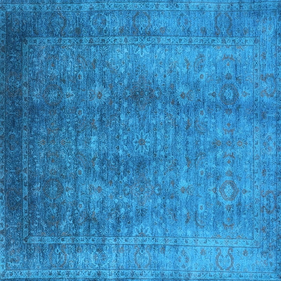 Ahgly Company Indoor Square Oriental Light Blue Industrial Area Rugs, 3' Square