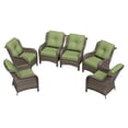 thumbnail image 3 of Meetleisure 6 Piece Wicker Patio Furniture Set, Rattan Chairs with High Back, Deep Seating, Wide Armrest, Thick Cushions for Deck Porch, Green, 3 of 9