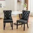 thumbnail image 2 of 2 Piece Upholstered Dining Chairs with High Tufted Back, Modern Comfy Kitchen Chairs with Nailhead Trim, Accent Side Chairs for Dining Room, Kitchen, Living Room, Black+Burgundy, 2 of 9