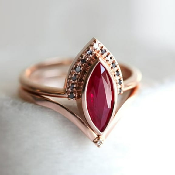 Xinyolin 2Pcs/Set Rhinestone Retro Couple Rings - Alloy Red Prismatic Faux Crystal Finger Rings Charm Jewelry