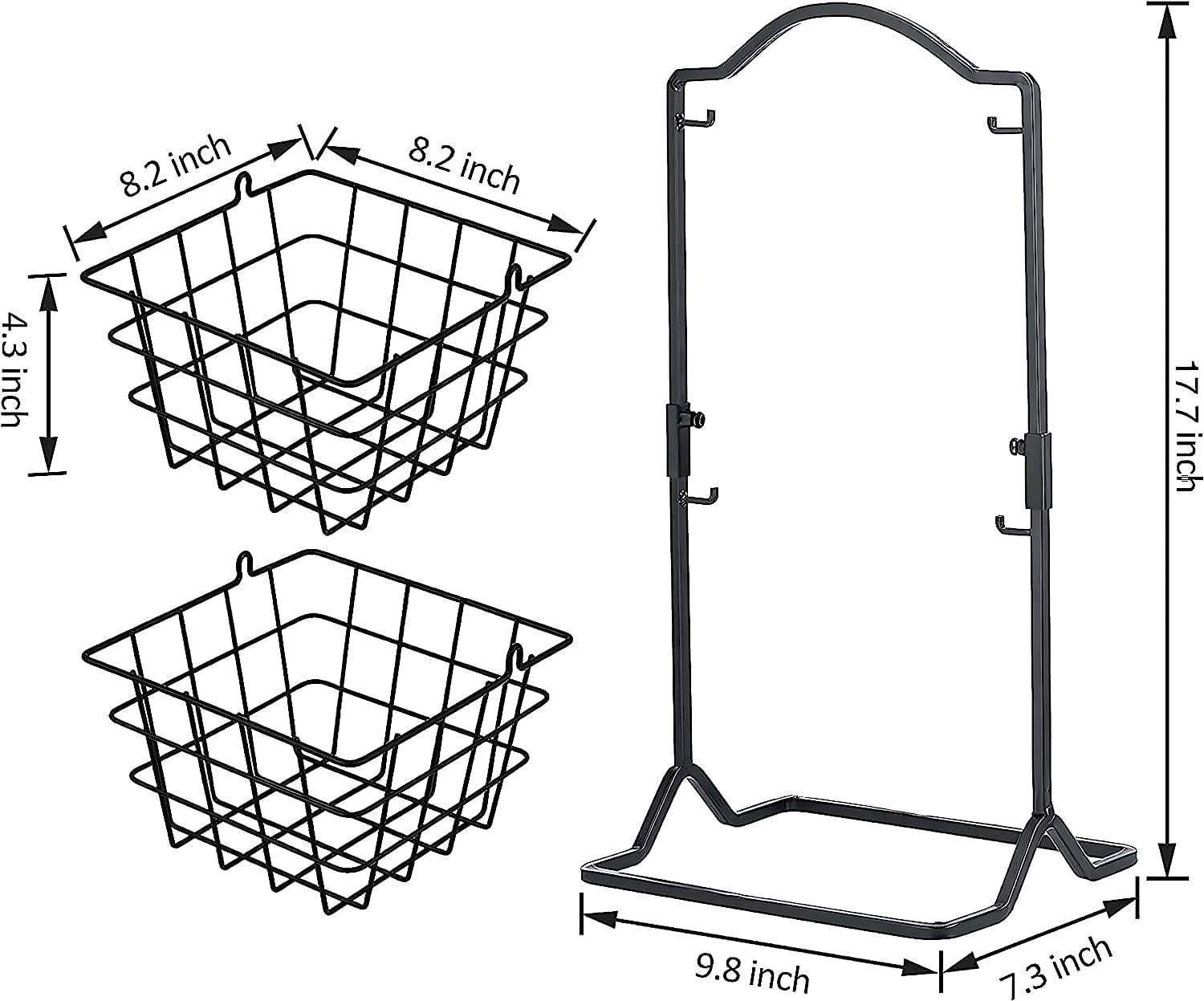 Wetheny 2 Tier Iron Fruit Basket Fruit Bowl for Kitchen Counter,Bread,Fruit and Vegetable Holder Storage Basket,Wire Hanging Basket stand for Kitchen Organizer, Matte Black