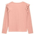 thumbnail image 4 of Camiseta de manga larga con encaje de color liso para niña, camisa básica informal de manga larga para niña, jersey de cuello redondo con bolsillo para niña, top de poliéster para niña, 4 of 6