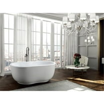 65 in. Freestanding Soaking Bathtub - Glossy White - 65in.