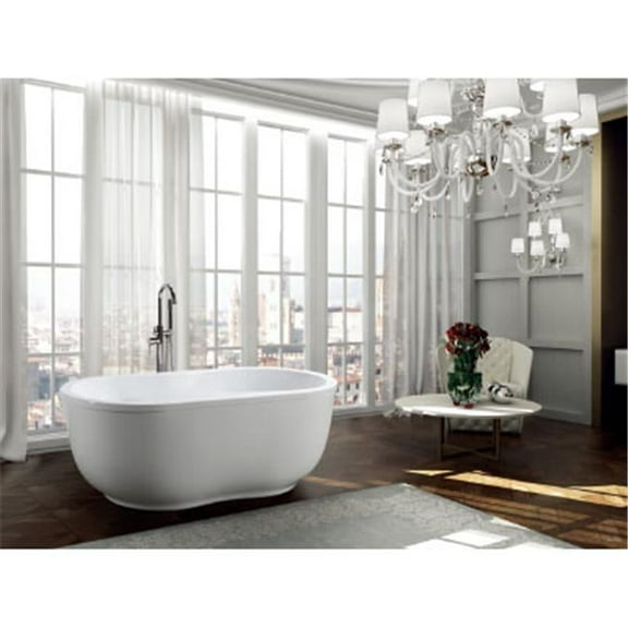65 in. Freestanding Soaking Bathtub - Glossy White - 65in.