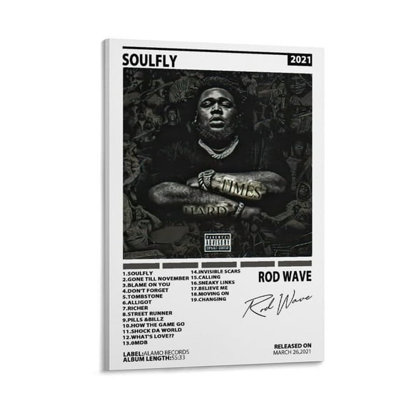 Rod Wave Album "SOULFLY"  Signed Poster 19 Canvas Poster Bedroom Decor Landscape Office Room Decor Gift