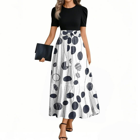 JULMCOMO Floral Dress for Women Short Sleeve Work Teacher Dress Floral Print Cute Tie Waist Long Shirt Dresses Formal Business Casual Outfits White S