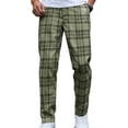 thumbnail image 2 of Xdegoge Plaid Dress Pants for Men Slim Fit Casual Trousers Flat Front Stretchy Chinos Checkered Vintage Bottoms Business Work Golf Party Classic Street, 2 of 9
