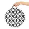 thumbnail image 2 of Abstract Round Floor Cushion with Handle, Layout of Animal Print Inspired Motifs Drawn by Hand Polka Dots Stripes, Pillow for Living Room & Dorms, 18" Round, Charcoal Grey White, by Ambesonne, 2 of 4