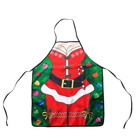 Creative Christmas Exquisite Apron Cartoon Printed Waterproof Unisex Kitchen Dinner Apron Perfect BBQ Baked Grilling
