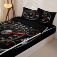 thumbnail image 3 of Castle Fairy Retro Speedometer Zipper Twin Comforter Sets with Fitted Sheet and 2 Pillowcases,Race Flag Print Zipper Bedding Set for Bedroom,Black Red,4-Piece,Black Reversible, 3 of 6